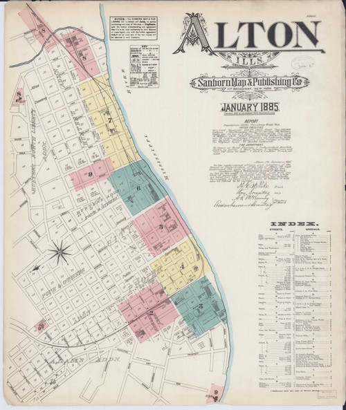 Alton Illinois 1885 - Fire Insurance Index - Old Map Reprint