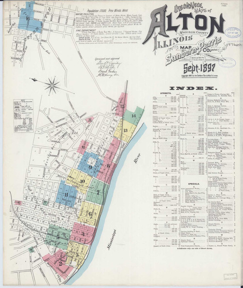 Alton Illinois 1897 - Fire Insurance Index - Old Map Reprint
