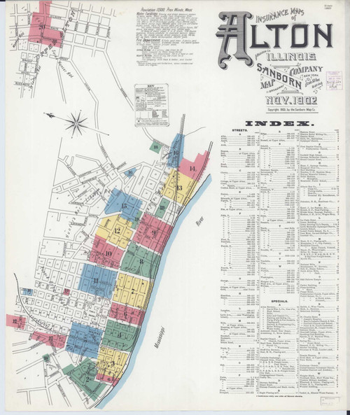 Alton Illinois 1902 - Fire Insurance Index - Old Map Reprint
