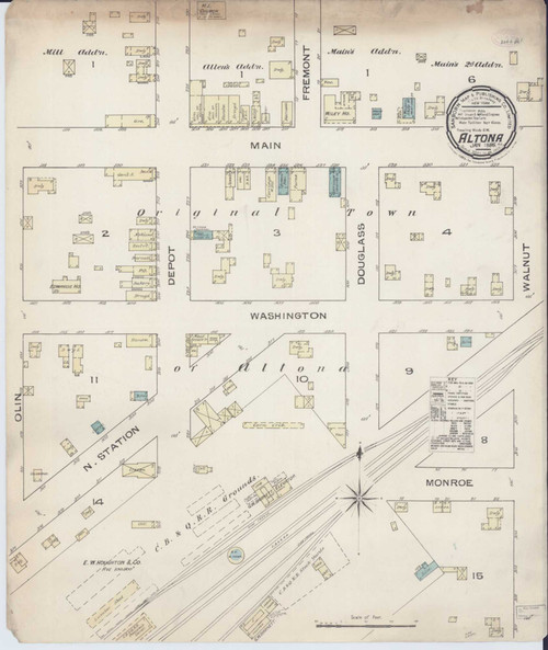Altona Illinois 1886 - Fire Insurance Index - Old Map Reprint
