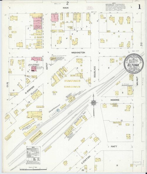 Altona Illinois 1910 - Fire Insurance Index - Old Map Reprint