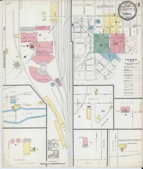 Amboy Illinois 1892 - Fire Insurance Index - Old Map Reprint