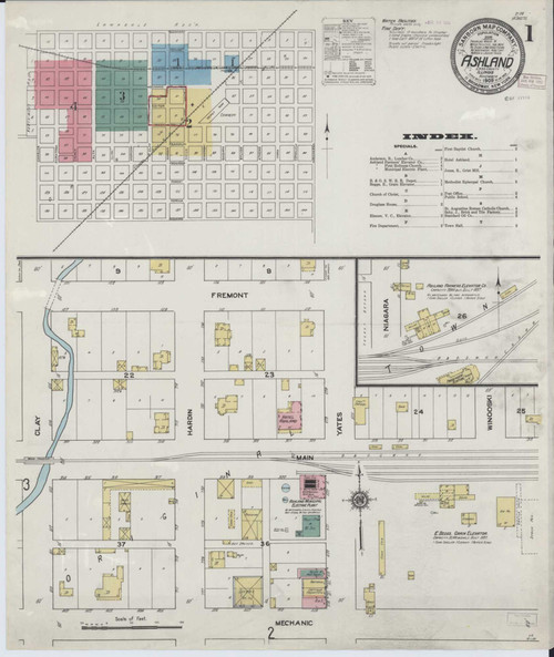 Ashland Illinois 1909 - Fire Insurance Index - Old Map Reprint
