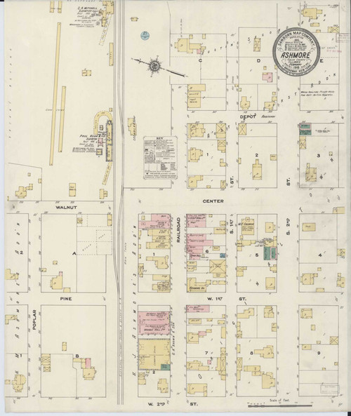 Ashmore Illinois 1910 - Fire Insurance Index - Old Map Reprint