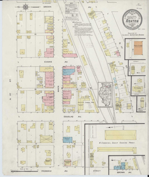 Ashton Illinois 1914 - Fire Insurance Index - Old Map Reprint