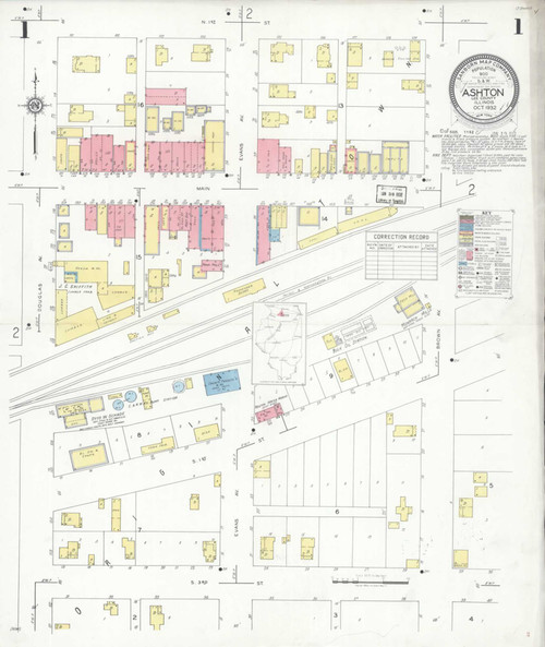 Ashton Illinois 1932 - Fire Insurance Index - Old Map Reprint