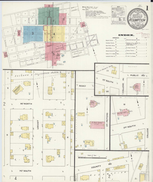 Assumption Illinois 1909 - Fire Insurance Index - Old Map Reprint