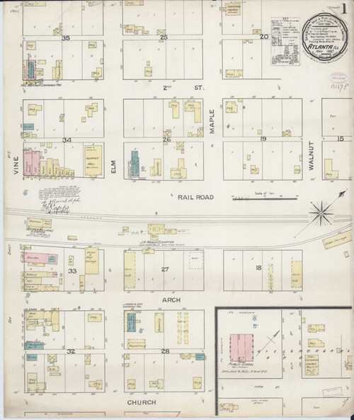 Atlanta Illinois 1887 - Fire Insurance Index - Old Map Reprint