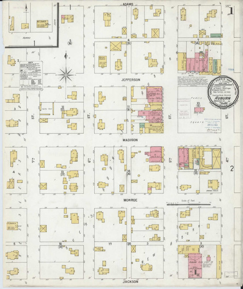 Auburn Illinois 1900 - Fire Insurance Index - Old Map Reprint
