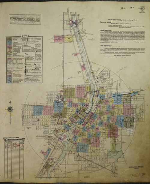Aurora Illinois 1950 - Fire Insurance Index - Old Map Reprint