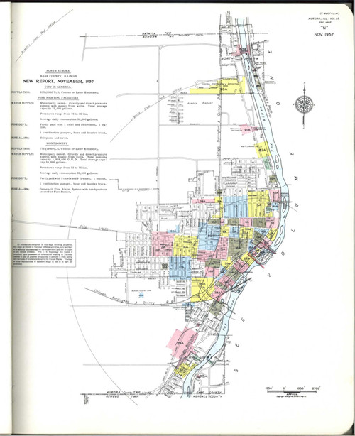 Aurora Illinois 1958 - Fire Insurance Index - Old Map Reprint