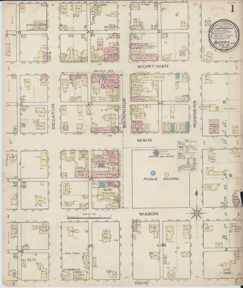Barry Illinois 1885 - Fire Insurance Index - Old Map Reprint