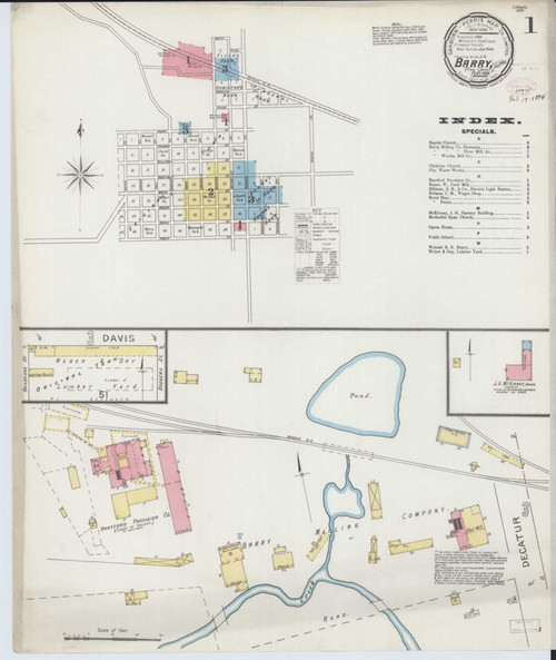 Barry Illinois 1894 - Fire Insurance Index - Old Map Reprint