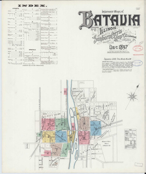 Batavia Illinois 1897 - Fire Insurance Index - Old Map Reprint