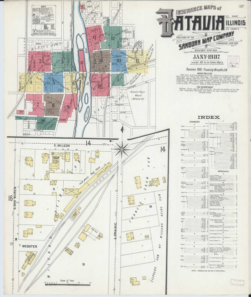Batavia Illinois 1907 - Fire Insurance Index - Old Map Reprint