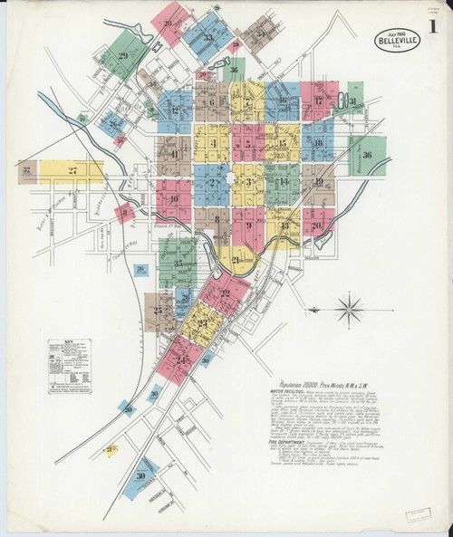 Belleville Illinois 1900 - Fire Insurance Index - Old Map Reprint