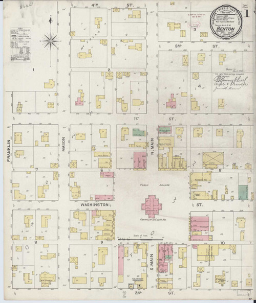 Benton Illinois 1894 - Fire Insurance Index - Old Map Reprint