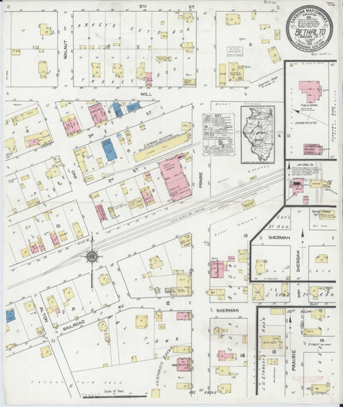 Bethalto Illinois 1921 - Fire Insurance Index - Old Map Reprint