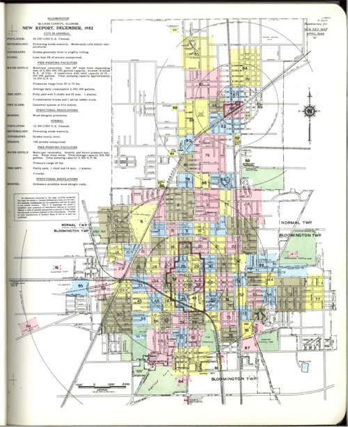Bloomington Illinois 1953 - Fire Insurance Index - Old Map Reprint