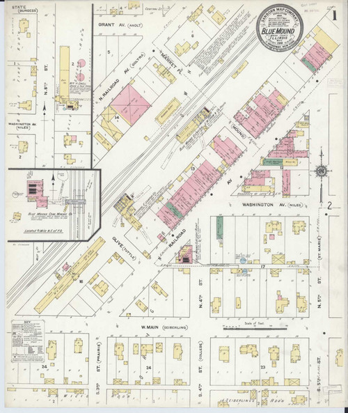 Blue Mound Illinois 1910 - Fire Insurance Index - Old Map Reprint