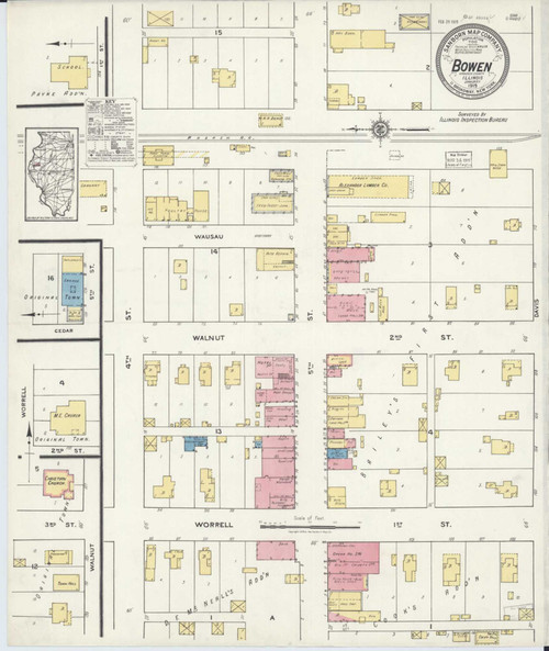 Bowen Illinois 1919 - Fire Insurance Index - Old Map Reprint