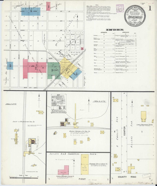 Braidwood Illinois 1907 - Fire Insurance Index - Old Map Reprint