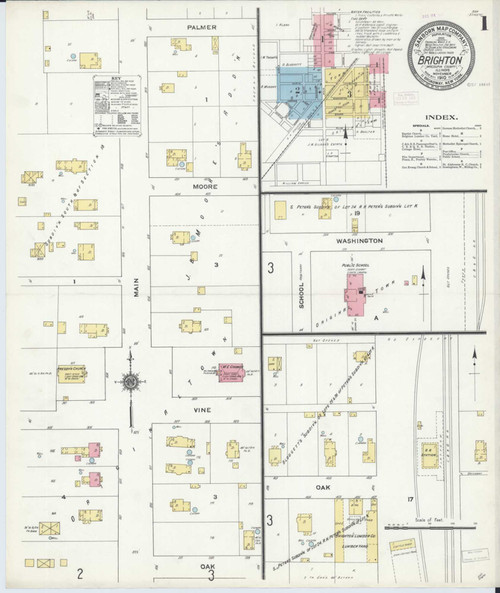Brighton Illinois 1910 - Fire Insurance Index - Old Map Reprint