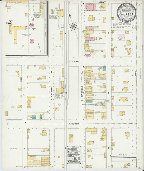 Buckley Illinois 1906 - Fire Insurance Index - Old Map Reprint