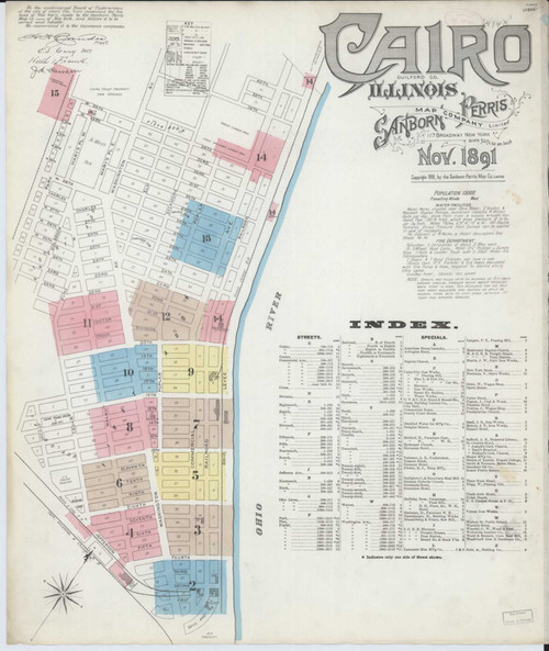 Cairo Illinois 1891 - Fire Insurance Index - Old Map Reprint