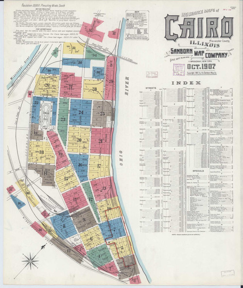 Cairo Illinois 1907 - Fire Insurance Index - Old Map Reprint