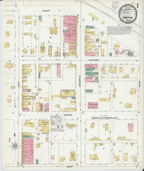 Cambridge Illinois 1901 - Fire Insurance Index - Old Map Reprint