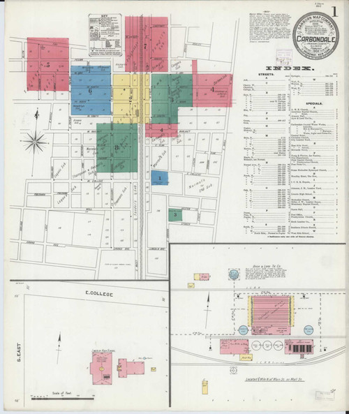 Carbondale Illinois 1906 - Fire Insurance Index - Old Map Reprint