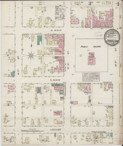 Carrollton Illinois 1885 - Fire Insurance Index - Old Map Reprint