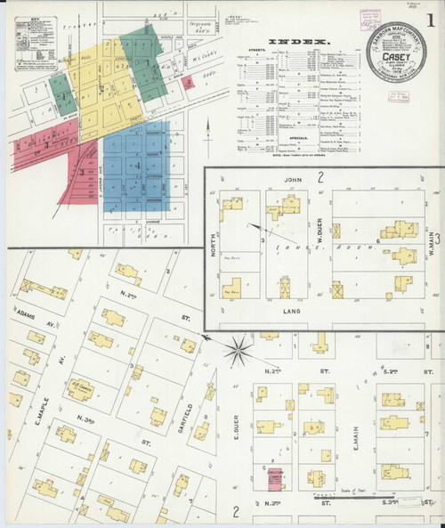 Casey Illinois 1906 - Fire Insurance Index - Old Map Reprint