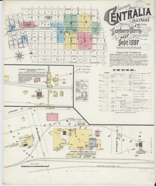 Centralia Illinois 1897 - Fire Insurance Index - Old Map Reprint