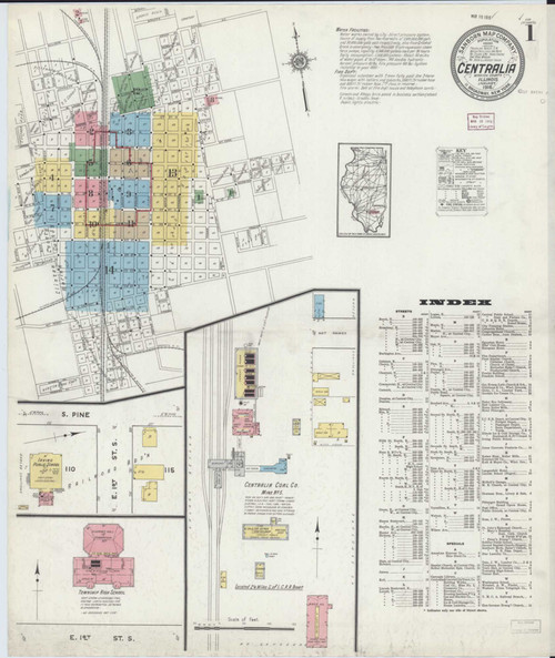 Centralia Illinois 1916 - Fire Insurance Index - Old Map Reprint