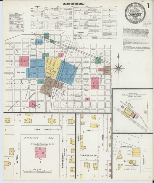 Champaign Illinois 1902 - Fire Insurance Index - Old Map Reprint