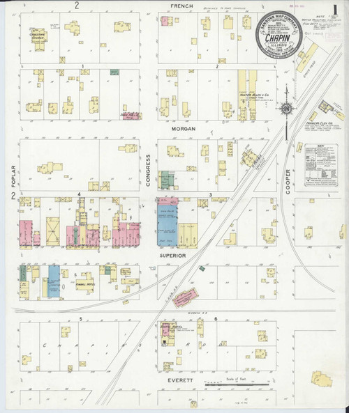 Chapin Illinois 1910 - Fire Insurance Index - Old Map Reprint