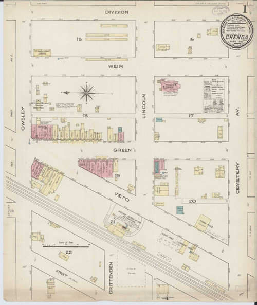 Chenoa Illinois 1885 - Fire Insurance Index - Old Map Reprint