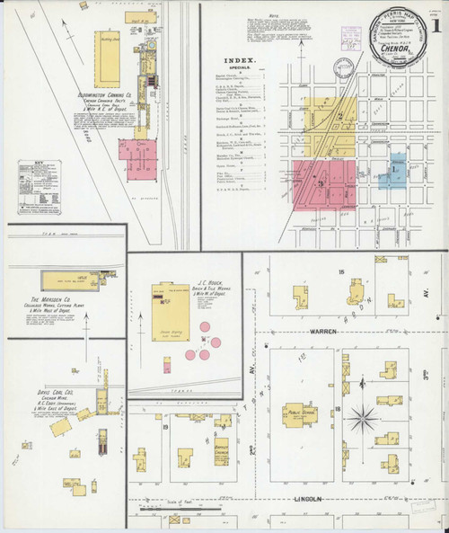 Chenoa Illinois 1901 - Fire Insurance Index - Old Map Reprint