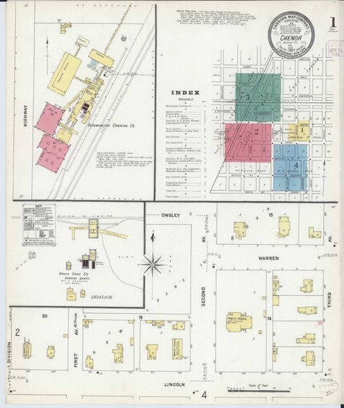 Chenoa Illinois 1907 - Fire Insurance Index - Old Map Reprint