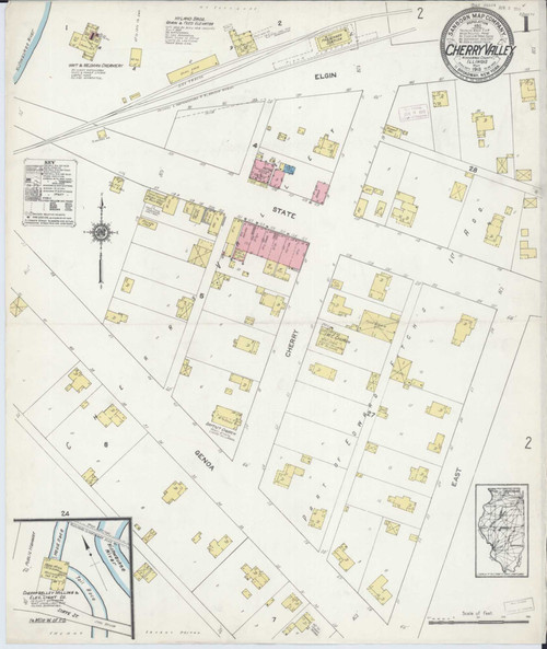 Cherry Valley Illinois 1913 - Fire Insurance Index - Old Map Reprint