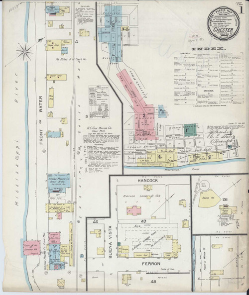 Chester Illinois 1893 - Fire Insurance Index - Old Map Reprint