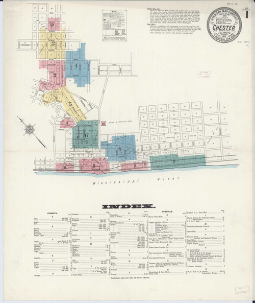 Chester Illinois 1911 - Fire Insurance Index - Old Map Reprint