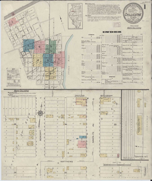 Chillicothe Illinois 1913 - Fire Insurance Index - Old Map Reprint