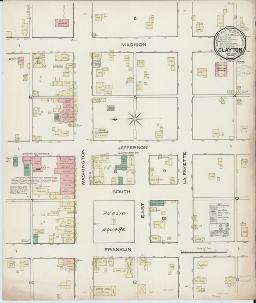 Clayton Illinois 1885 - Fire Insurance Index - Old Map Reprint