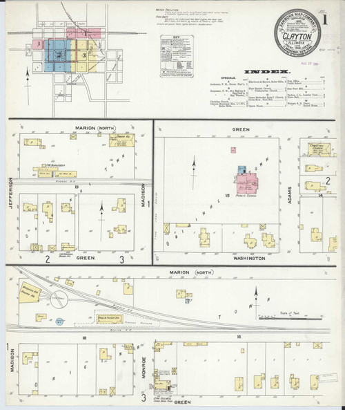 Clayton Illinois 1910 - Fire Insurance Index - Old Map Reprint