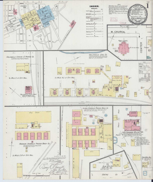 Collinsville Illinois 1893 - Fire Insurance Index - Old Map Reprint