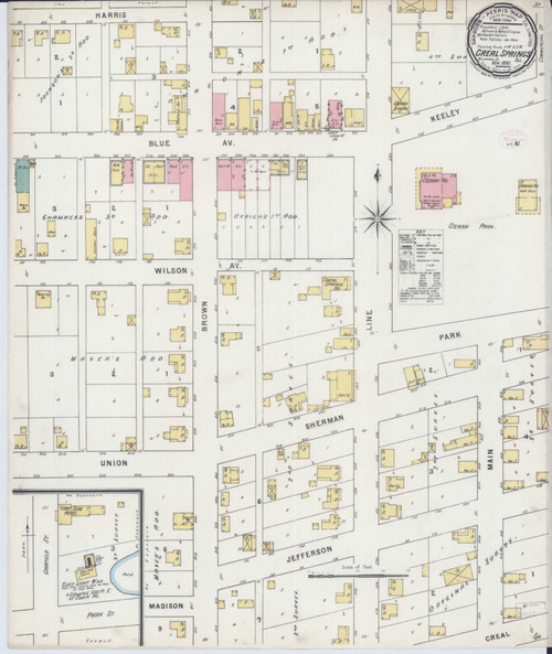Creal Springs Illinois 1895 - Fire Insurance Index - Old Map Reprint