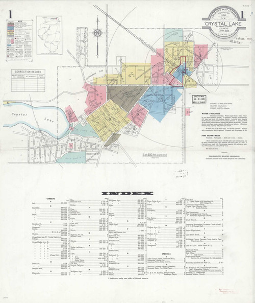 Crystal Lake Illinois 1936 - Fire Insurance Index - Old Map Reprint